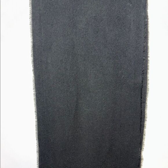 Plain black winter scarf with fringe on both ends. - Picture 3 of 7